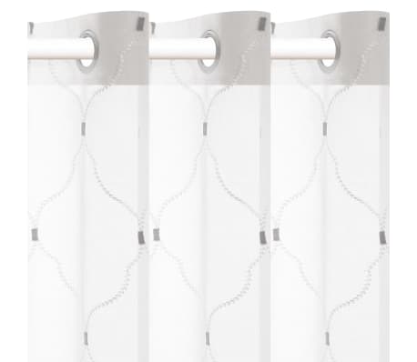 vidaXL tikitud õhukesed kardinad, 2 tk 140 x 175 cm, valge