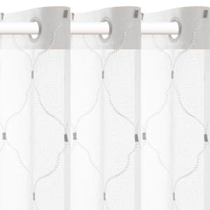 vidaXL Siuvinėtos plonos užuolaidos, 2vnt., 140x175cm, baltos