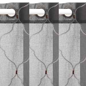 vidaXL Siuvinėtos plonos užuolaidos, 2vnt., 140x175cm, pilkos