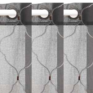 vidaXL Siuvinėtos plonos užuolaidos, 2vnt., 140x225cm, pilkos