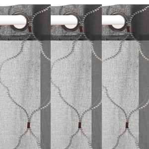 vidaXL Siuvinėtos plonos užuolaidos, 2vnt., 140x245cm, pilkos