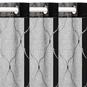 vidaXL Embroidered Sheer Curtains 2 pcs 140x175 cm Black