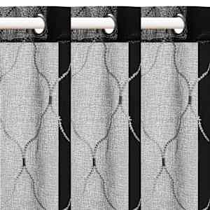 vidaXL Bestickte Gardinen 2 Stk. 140 x 245 cm Schwarz