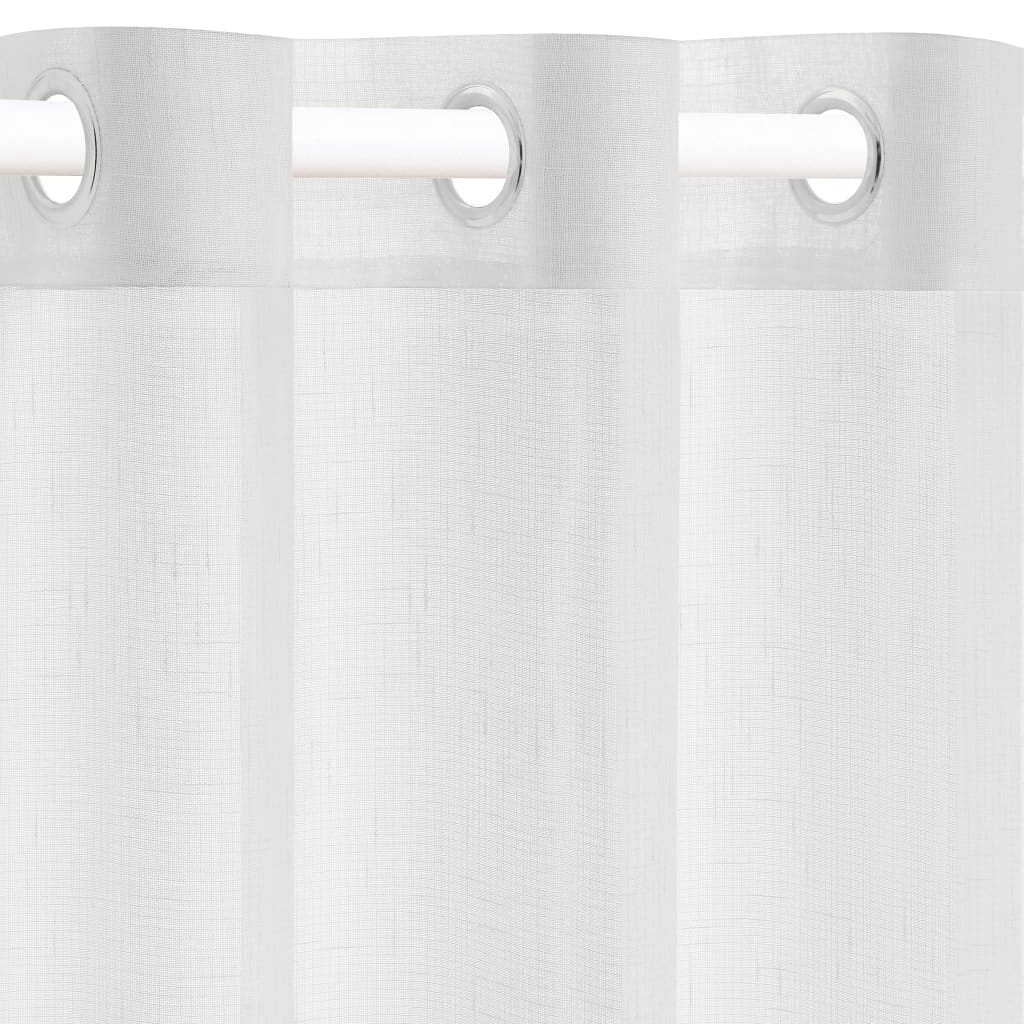 vidaXL Rideaux transparents aspect lin 2 pcs 140 x 225 cm Blanc