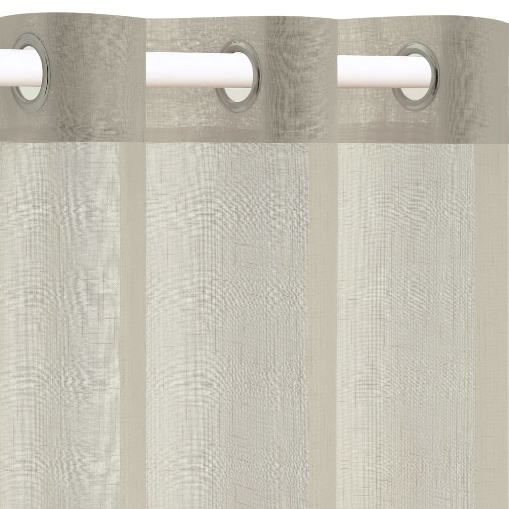 

vidaXL Glasgordijnen linnen-look 140x225 cm bruin 2 st