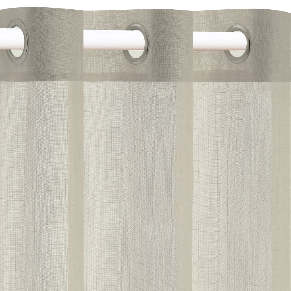 

vidaXL Glasgordijnen linnen-look 140x245 cm bruin 2 st