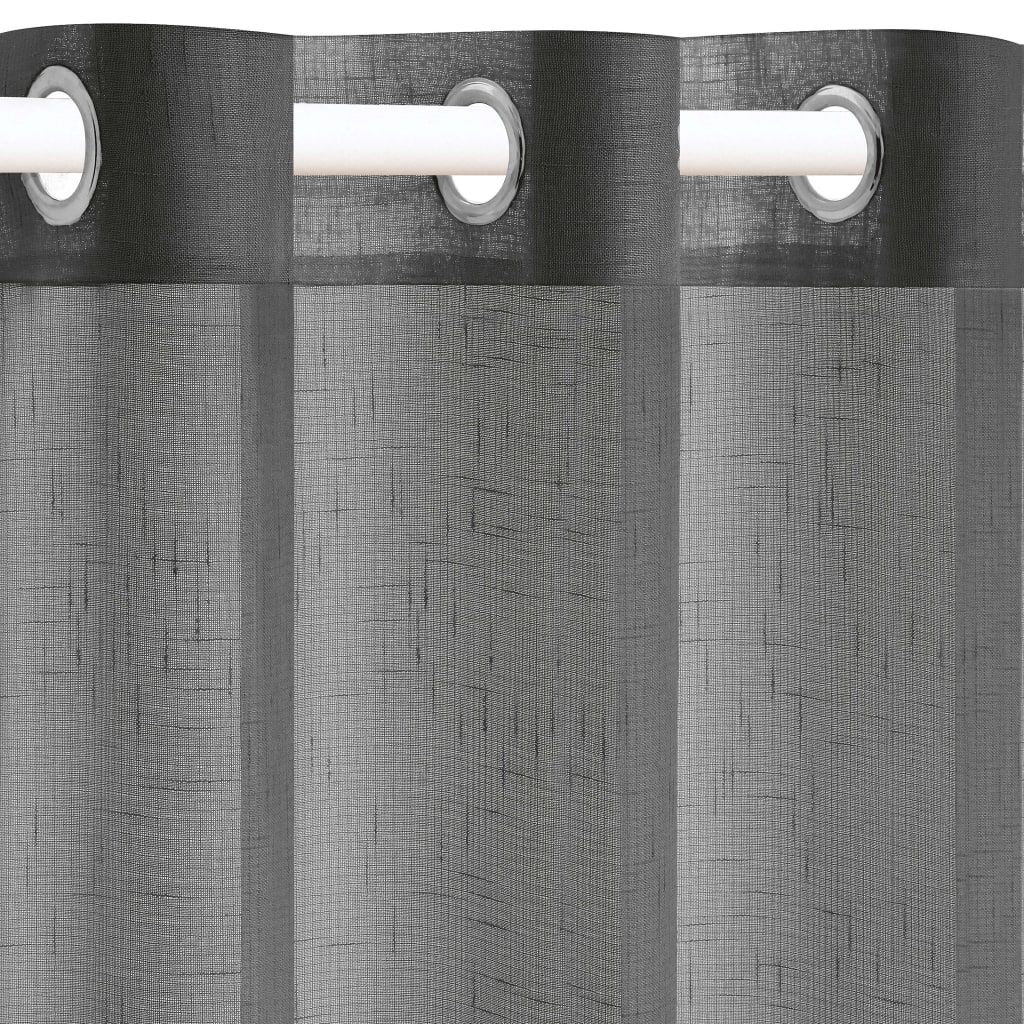 vidaXL tynde gardiner med hør-look 2 stk. 140 x 175 cm antracitgrå