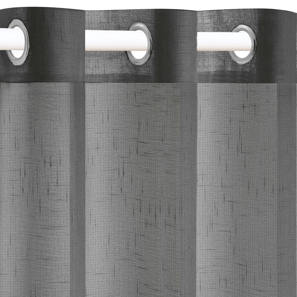 

vidaXL Glasgordijnen linnen-look 140x245 cm antraciet 2 st