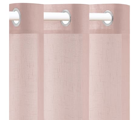 vidaXL Прозрачна завеса, имитираща лен, 2 бр, 140x175 см, розова
