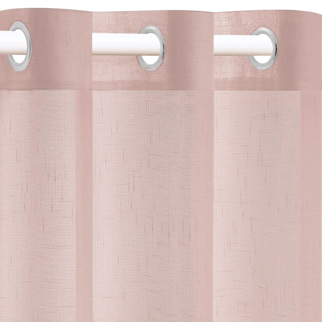 vidaXL Κουρτίνες Διάφανες με Λινό Σχέδιο 2 τεμ. Ροζ 140 x 245 εκ.