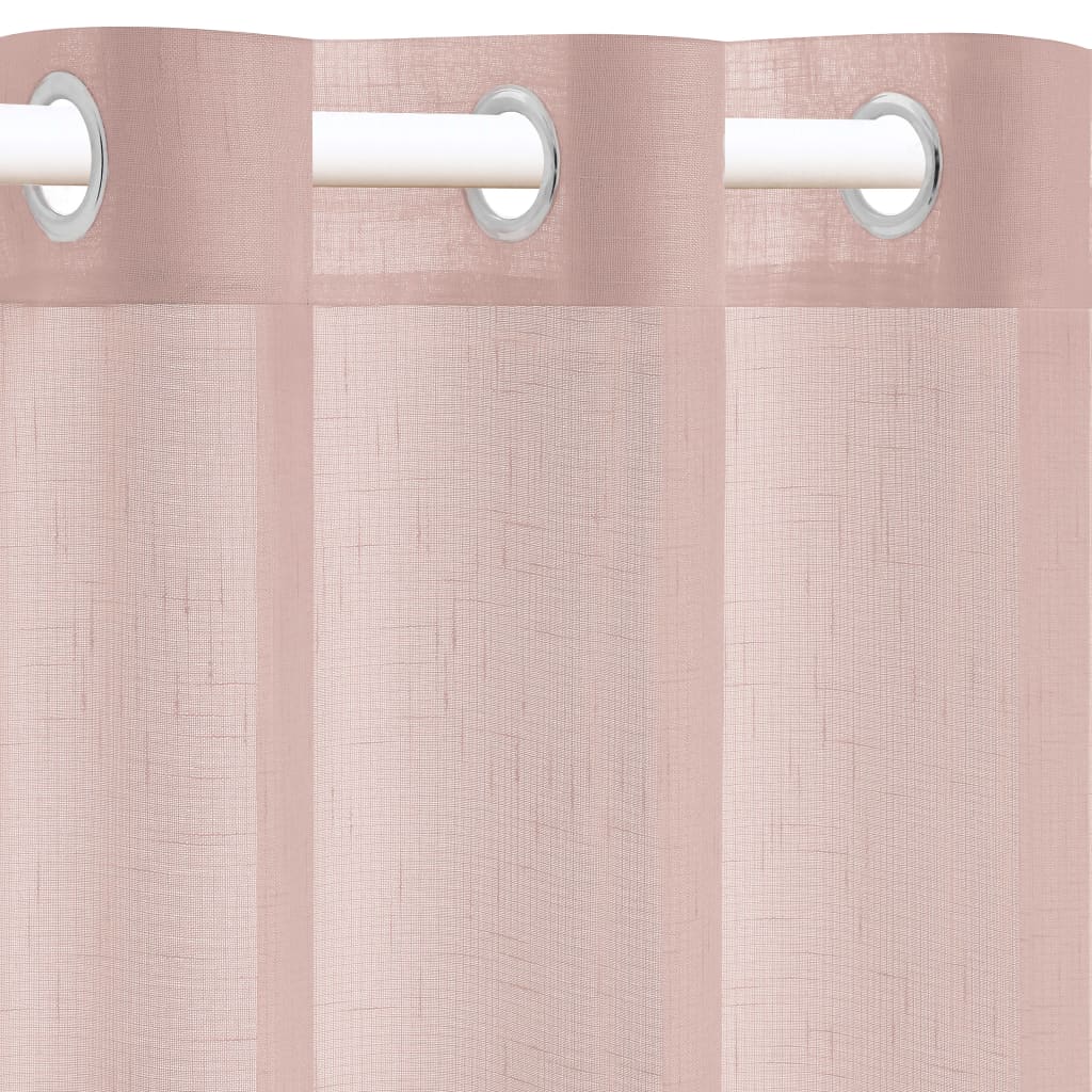 

vidaXL Glasgordijnen linnen-look 140x245 cm roze 2 st