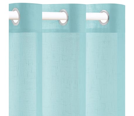 vidaXL Rideaux transparents aspect lin 2 pcs 140 x 175 cm Turquoise