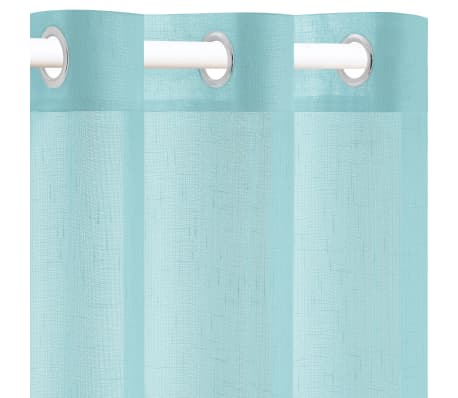 vidaXL Rideaux transparents aspect lin 2 pcs 140 x 225 cm Turquoise