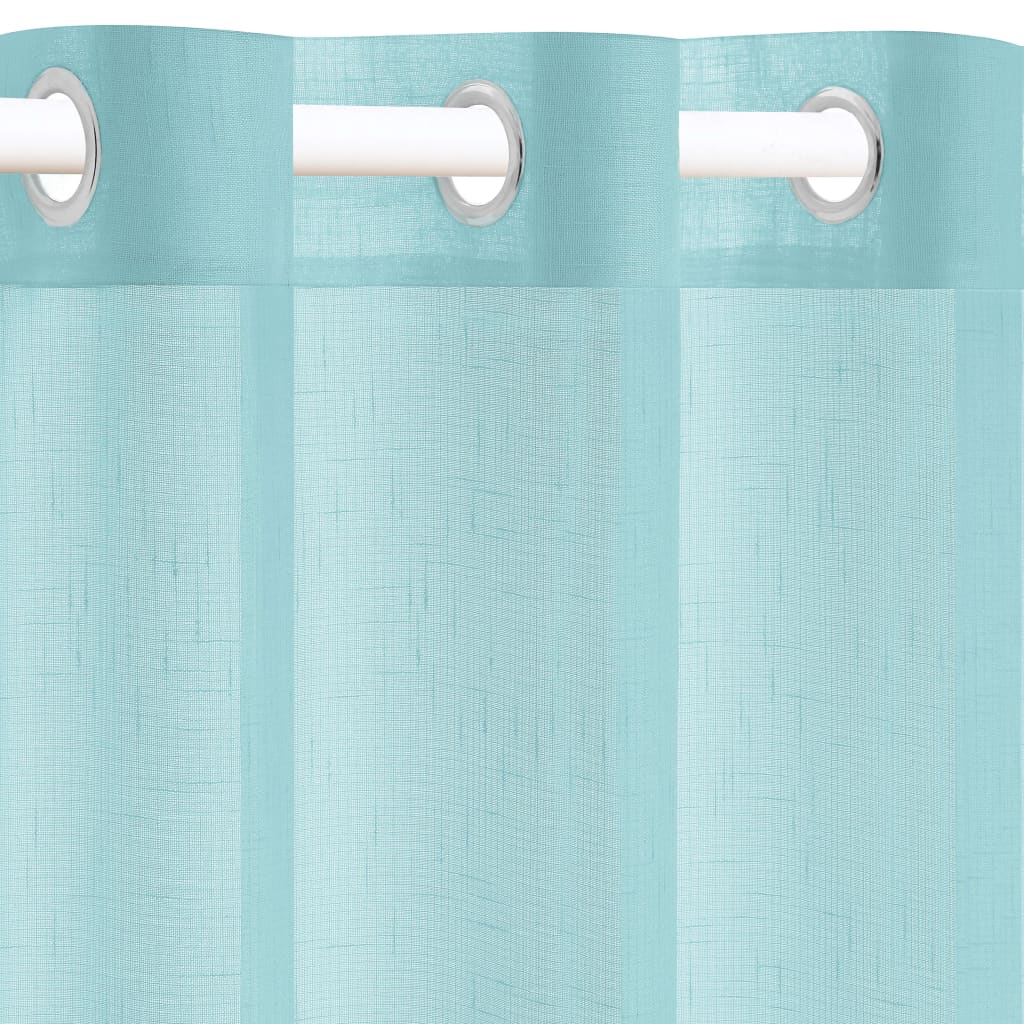 

vidaXL Glasgordijnen linnen-look 140x245 cm turquoise 2 st