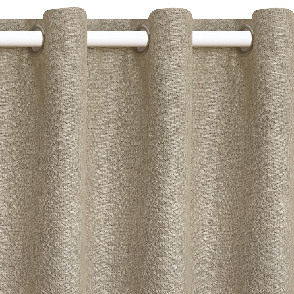 

vidaXL Gordijnen linnen-look verduisterend 140x175 cm beige 2 st