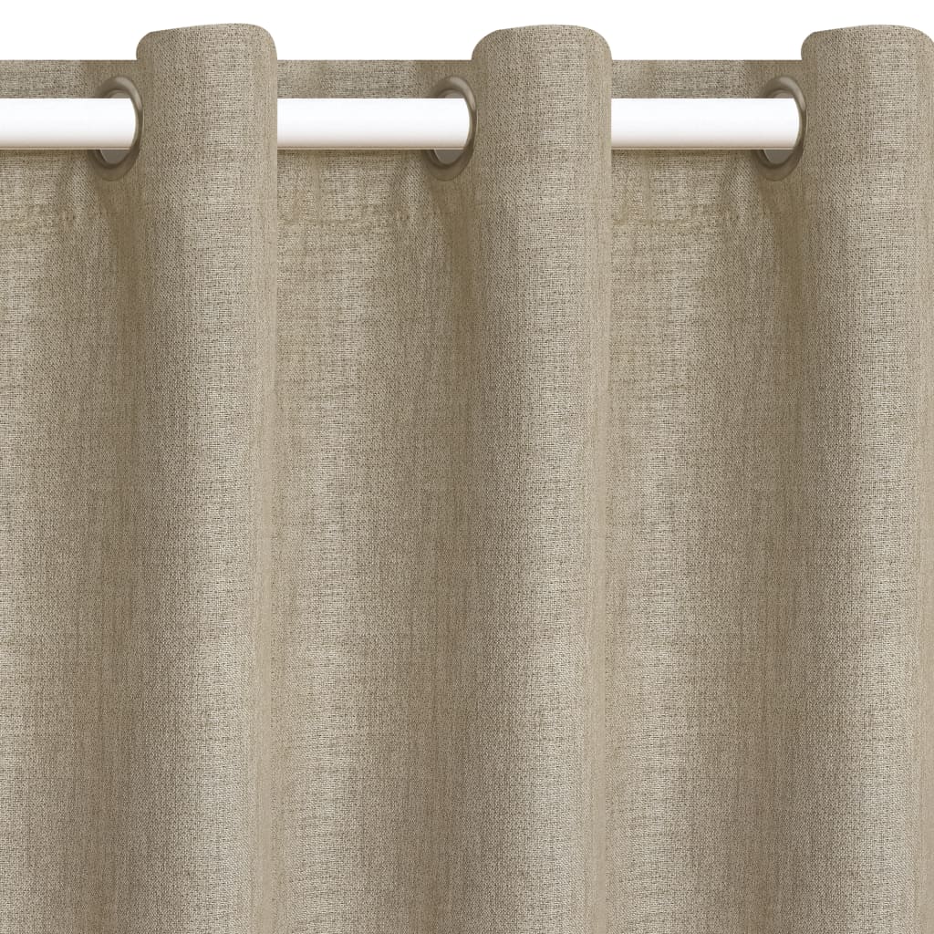 vidaXL Gordijnen linnen-look verduisterend 140x245 cm beige 2 st