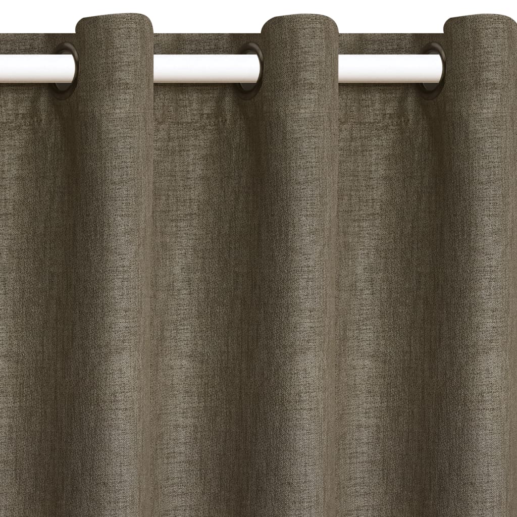 vidaXL Gordijnen linnen-look verduisterend 140x175 cm bruin 2 st