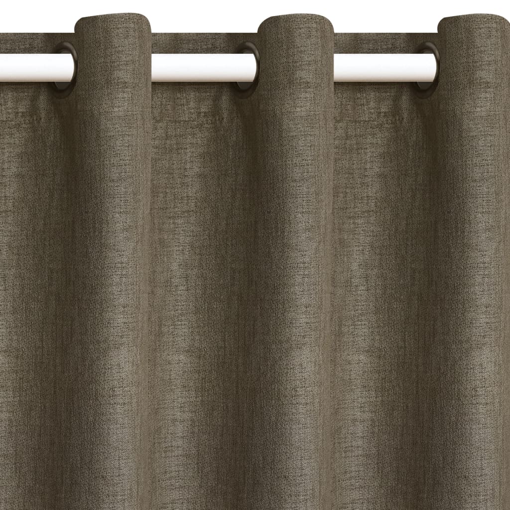 vidaXL Gordijnen linnen-look verduisterend 140x225 cm bruin 2 st