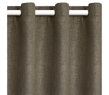 vidaXL Cortinas opacas apariencia de lino 2 piezas marrón 140x225 cm