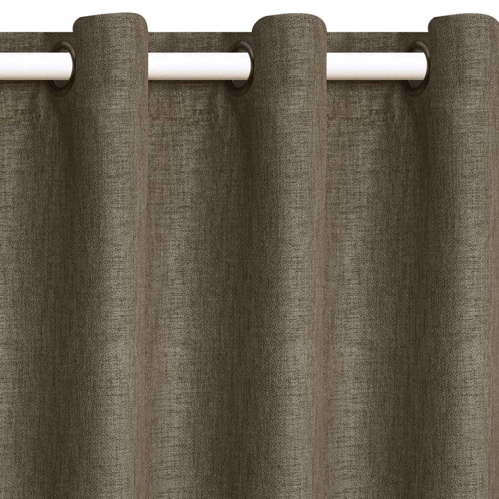 vidaXL Cortinas opacas apariencia de lino 2 piezas marrón 140x245 cm