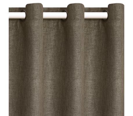 vidaXL Cortinas opacas apariencia de lino 2 piezas marrón 140x245 cm