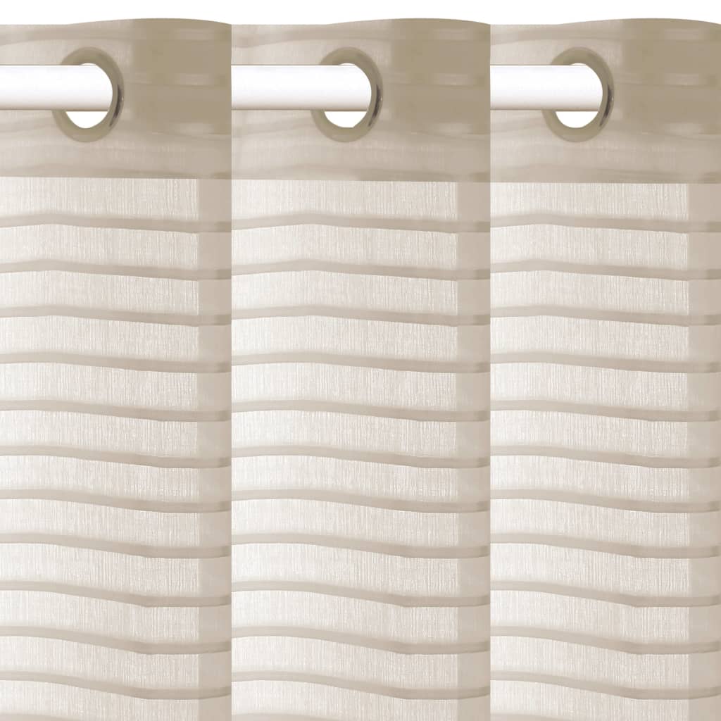 

vidaXL Glasgordijnen geweven gestreept 140x245 cm beige 2 st