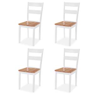 Jídelní set 5 kusů, MDF a kaučukovníkové dřevo, bílý - obrázek 3