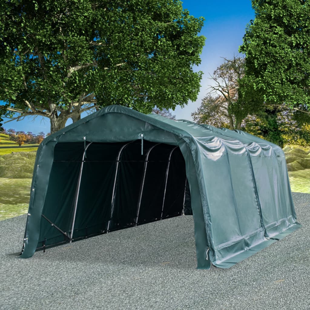 vidaXL Carpa para ganado removible PVC verde oscuro 550 g/m² 3,3x8 m 3.3 x 8 m