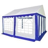 vidaXL Tenda de jardim PVC 4x4 m azul e branco