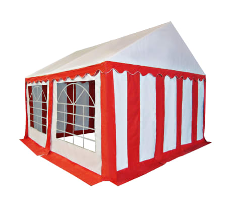 vidaXL Vrtni šotor PVC 3x4 m rdeče in bele barve