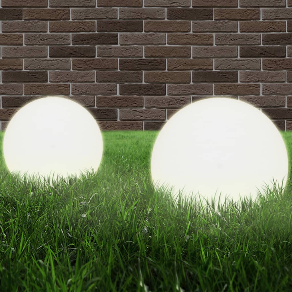 vidaXL Lămpi bol cu LED, 2 buc, sferice, 30 cm, PMMA poza 2021 vidaXL