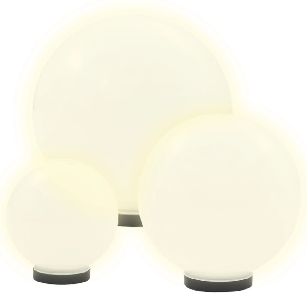 vidaXL Lămpi bol cu LED 3 buc., sferice, 20/30/40 cm, PMMA