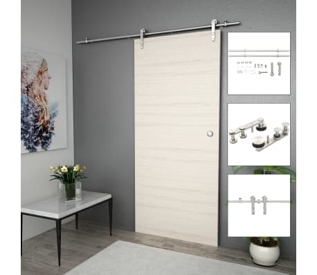 Vidaxl Sliding Door Hardware Kit 72 Stainless Steel Silver