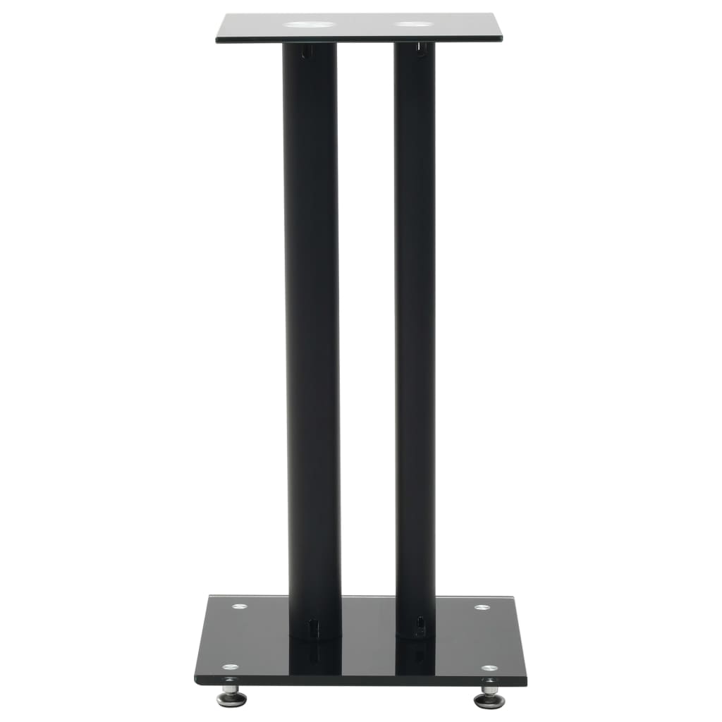 vidaXL Speaker Stands 2 pcs Tempered Glass 2 Pillars Design Black