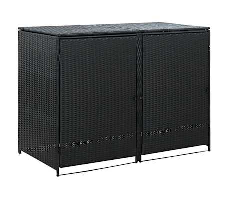 vidaXL Double Wheelie Bin Shed Poly Rattan Black ... vidaXL Double Wheelie Bin Shed Poly Rattan Black ...