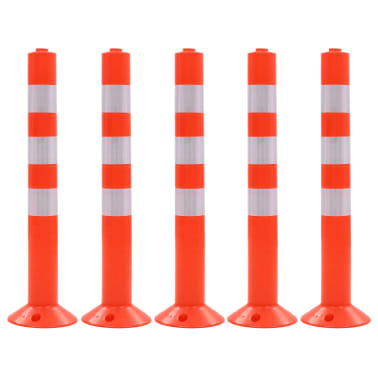vidaXL Poste de amarração p/ controlo do trânsito 5 pcs plástico 75 cm[1/7]