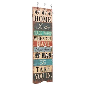 Nástěnný věšák na kabáty HOME IS s 6 háčky 120 x 40 cm - obrázek 2