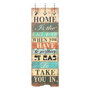 Nástěnný věšák na kabáty HOME IS s 6 háčky 120 x 40 cm - obrázek 3