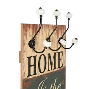 Nástěnný věšák na kabáty HOME IS s 6 háčky 120 x 40 cm - obrázek 4