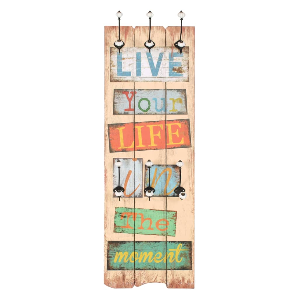 vidaXL Cuier de perete cu 6 cârlige, 120 x 40 cm, LIVE LIFE 