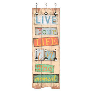 Nástěnný věšák na kabáty LIVE LIFE s 6 háčky 120 x 40 cm - obrázek 2