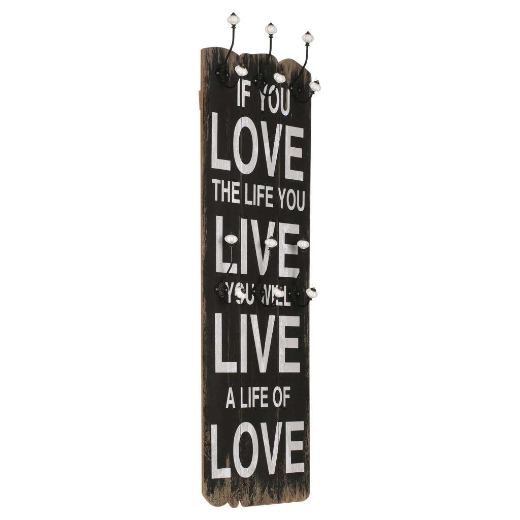 vidaXL Cuier de perete cu 6 cârlige, 120 x 40 cm, LOVE LIFE 