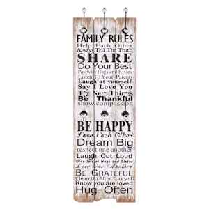 Nástěnný věšák na kabáty FAMILY RULES s 6 háčky 120 x 40 cm - obrázek 2