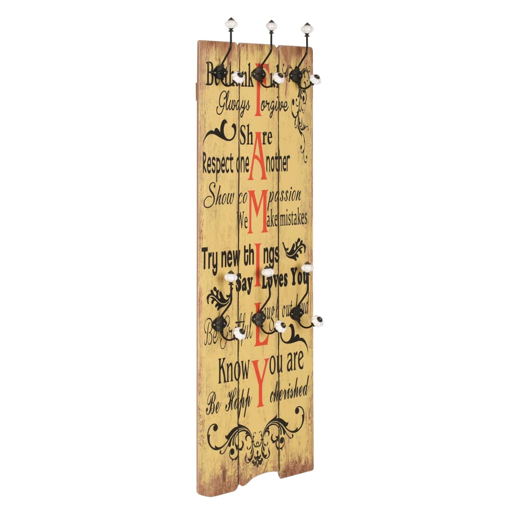 Wall-mounted Coat Rack with 6 Hooks 120×40 cm FAMILY