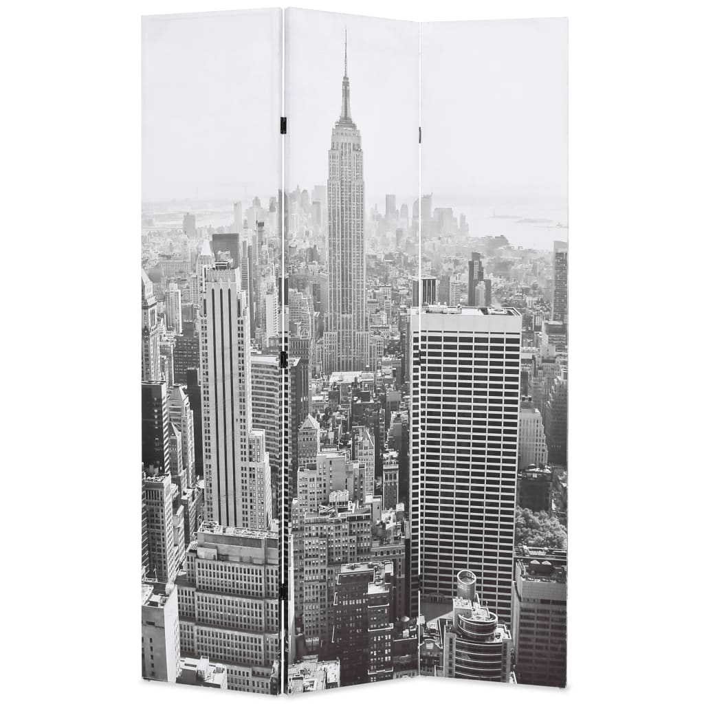 vidaXL Paravan cameră pliabil, 120×170 cm, New York pe zi, alb/negru vidaXL