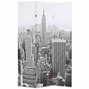 Zložljiv paravan 120x170 cm New York podnevi črn in bel