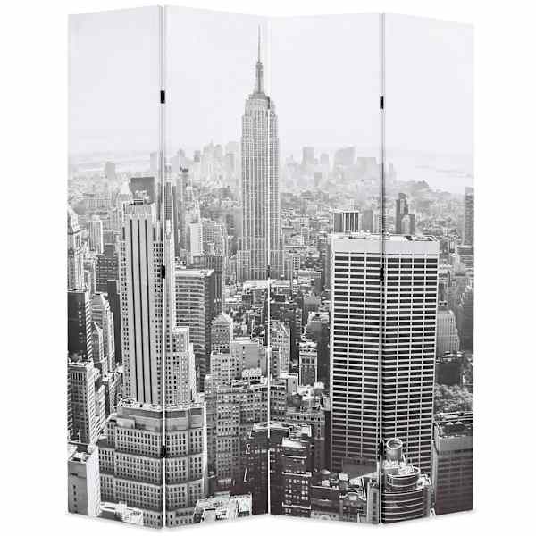 vidaXL kokkupandav sirm 160 x 170 cm, New York, must valge