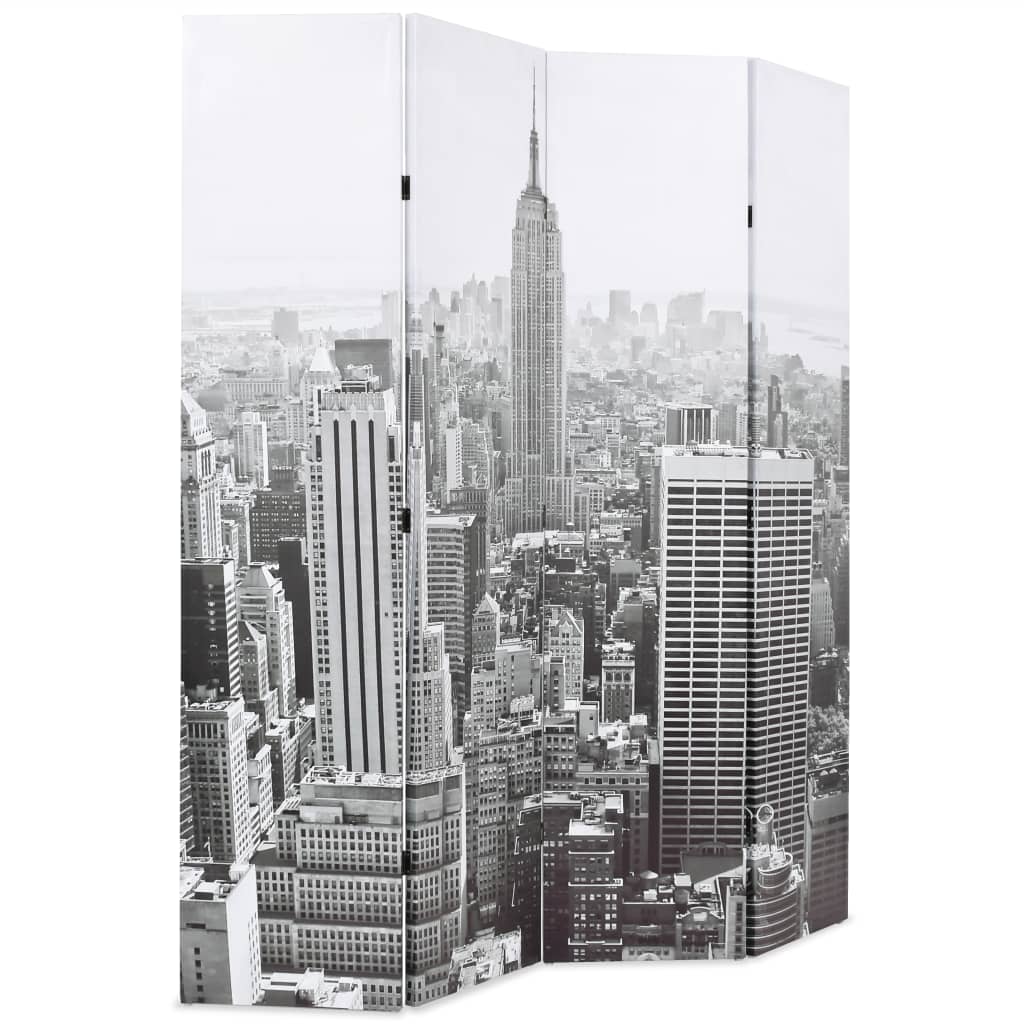 vidaXL Paravan cameră pliabil, 160x170 cm, New York pe zi, alb/negru