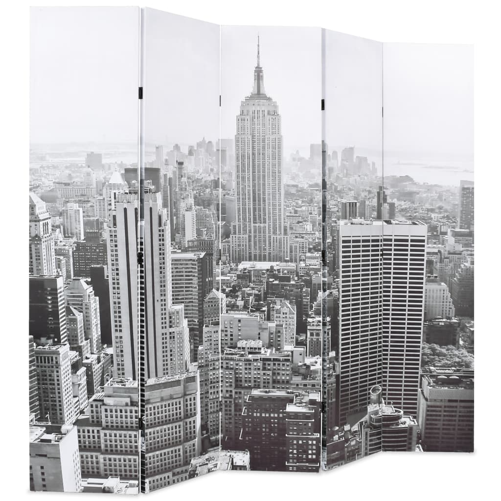 vidaXL Kamerscherm New York bij daglicht 200x170 cm zwart en wit afbeelding