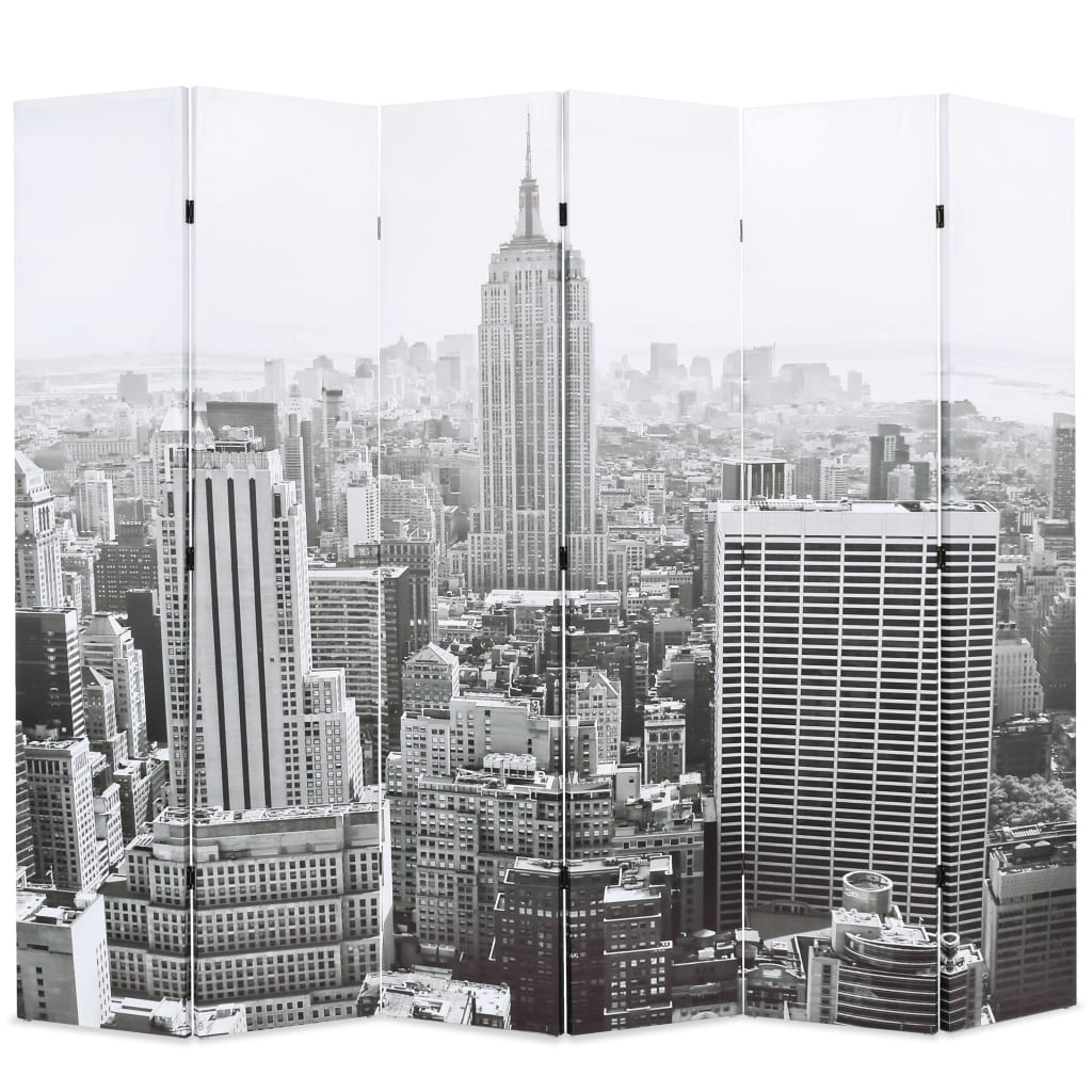 vidaXL Skládací paraván 228 x 170 cm New York by Day černobílý